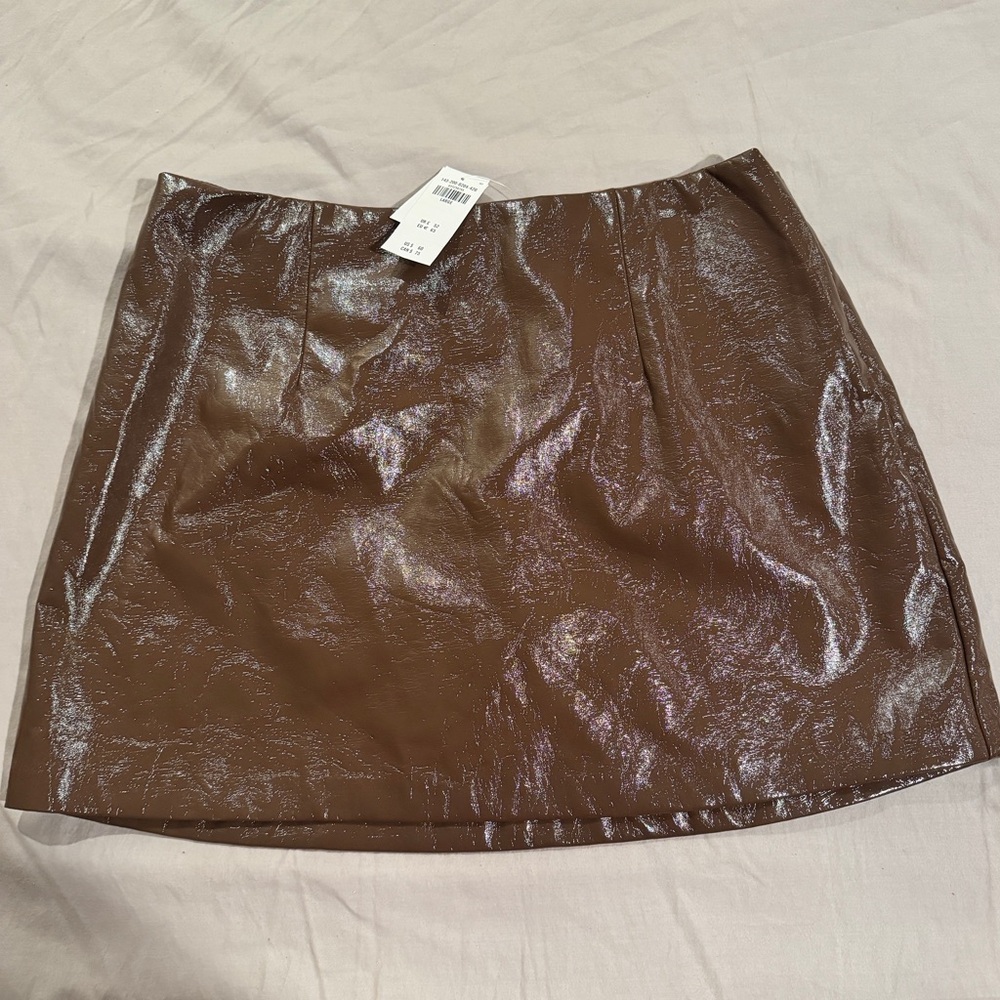 Abercrombie & Fitch Shiny Brown Mini Skort